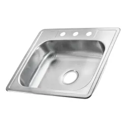 Fregador sencillo satinado 25x22 3 huecos 6 de profundidad