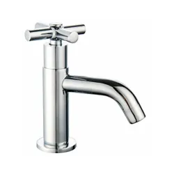 Llave de lavamanos sencilla cromada manubrio de cruz minoa 040-cscpc