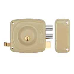 Cerradura de  soldar de cilindro fijo derecho color beige  para puertas de hierro kwikset