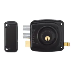 Cerradura de parche izquierdo color negro cilindro fijo para puertas de hierro kwikset
