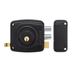 Cerradura de parche derecha color negro cilindro fijo para puertas de hierro kwikset