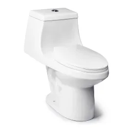 Inodoro blanco alargado de una pieza de 17 pulgadas de altura con asiento  minoa