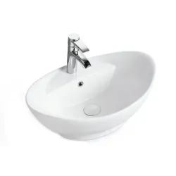 Lavamanos de ceramica sobreponer de un hueco color blanco