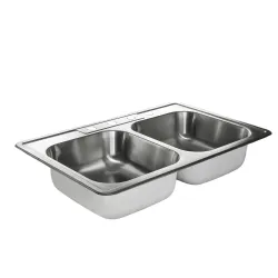 Fregador doble 33x22x7 satinada 4 huecos fr-2201