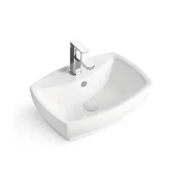 Lavamano rectangular de sobreponer 1 hueco blanco para la llave m-145