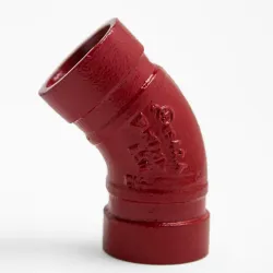 Codo de 1 1/4 x 45 hierro ranurado para contraincendio