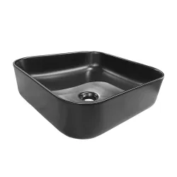 Lavamanos cuadrado de sobreponer 39x39x14 acabado negro mate