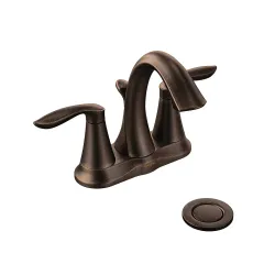 Llave de lavamanos de 4 acabado bronce modelo eva moen