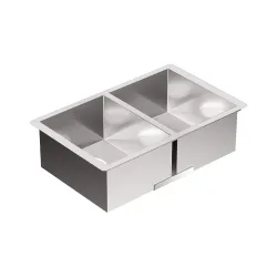 Fregadir doble empotrable cuadrado acabado satinado moen