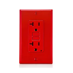 Tomacorriente doble reset gfci 20 amperios 125 voltios decorativo con tapa acabado rojo modelo decora