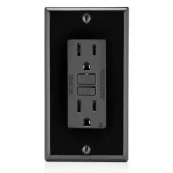 Tomacorriente doble falla a tierra gfci 15 amperios 125 voltios negro gfnt1-e leviton
