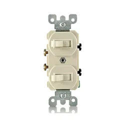 Interruptor switch doble 15 amperios 120/277 voltios sin polarizar sencillo acabado crema grado comercial