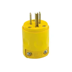 Plug pvc 3 huecos 15 amperios 2 polos 125 voltios con salida a tierra acabado amarillo grado comercial