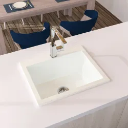 Fregador sencillo modelo koa color blanco brillante tamaño 25 x 20.5 pulgadas marmol sintetico firplak