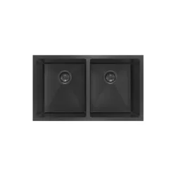 Fregador doble sin hueco color negro de 31 largo x 18 x 9 de profundidad kud3118-n