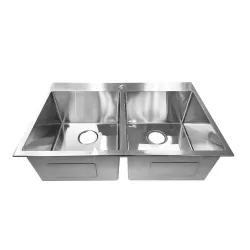 Fregador doble de sobreponer de acero inoxidable mate 33x22x9 htd33229p