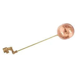 Valvula de flotador de 1 1/4 para tanque de reserva con varilla y boya de cobre helbert
