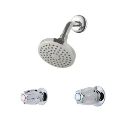Llave de baño doble manubrio redondo con regadera pfister