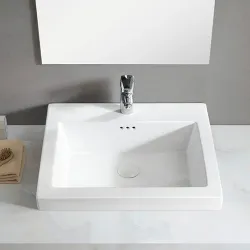 Lavamanos blanco empotrable cuadrado con borde cruz ez john 1h d-394