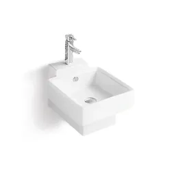 Lavamano cuadrado blanco de pared
