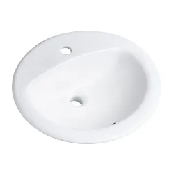 Lavamanos redondo empotrable  de 1 hueco color blanco