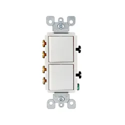 Interruptor/Switch doble 3 vías 15 amperios 120/277 voltios blanco comercial modelo decora