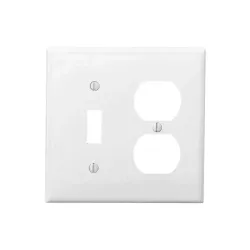 Tapa combinada toma corriente doble con interruptor sencillo acabado blanco