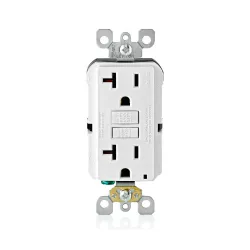 Tomacorriente doble gfci polarizado 20 amperios 125 voltios grado comercial acabado blanco modelo decora