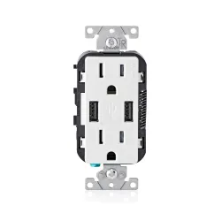 Tomacorriente doble 15 amperios 125 voltios con cargador usb para celular