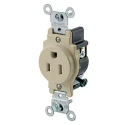 Tomacorriente individual de 15 amperios, 125 voltios, grado comercial - marfil