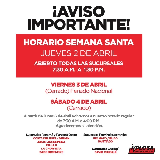 HORARIO SEMANA SANTA